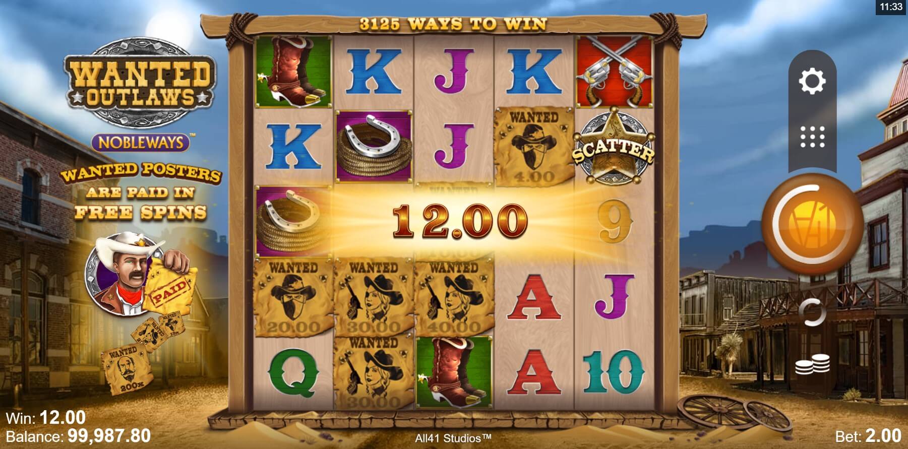 Wanted Outlaws Nobleways Slot Game